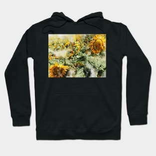 Abstract Sunflowers - Digital Watercolor Hoodie
